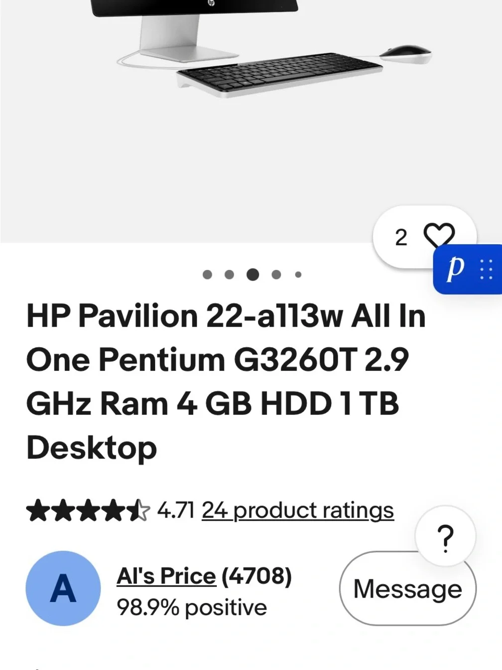 HP All-in-One Desktop - Black Display with Silver Base